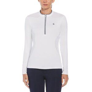 NEW Original Penguin Women’s XL Layering Long Sleeve Golf Shirt WHITE 1/4-Zip